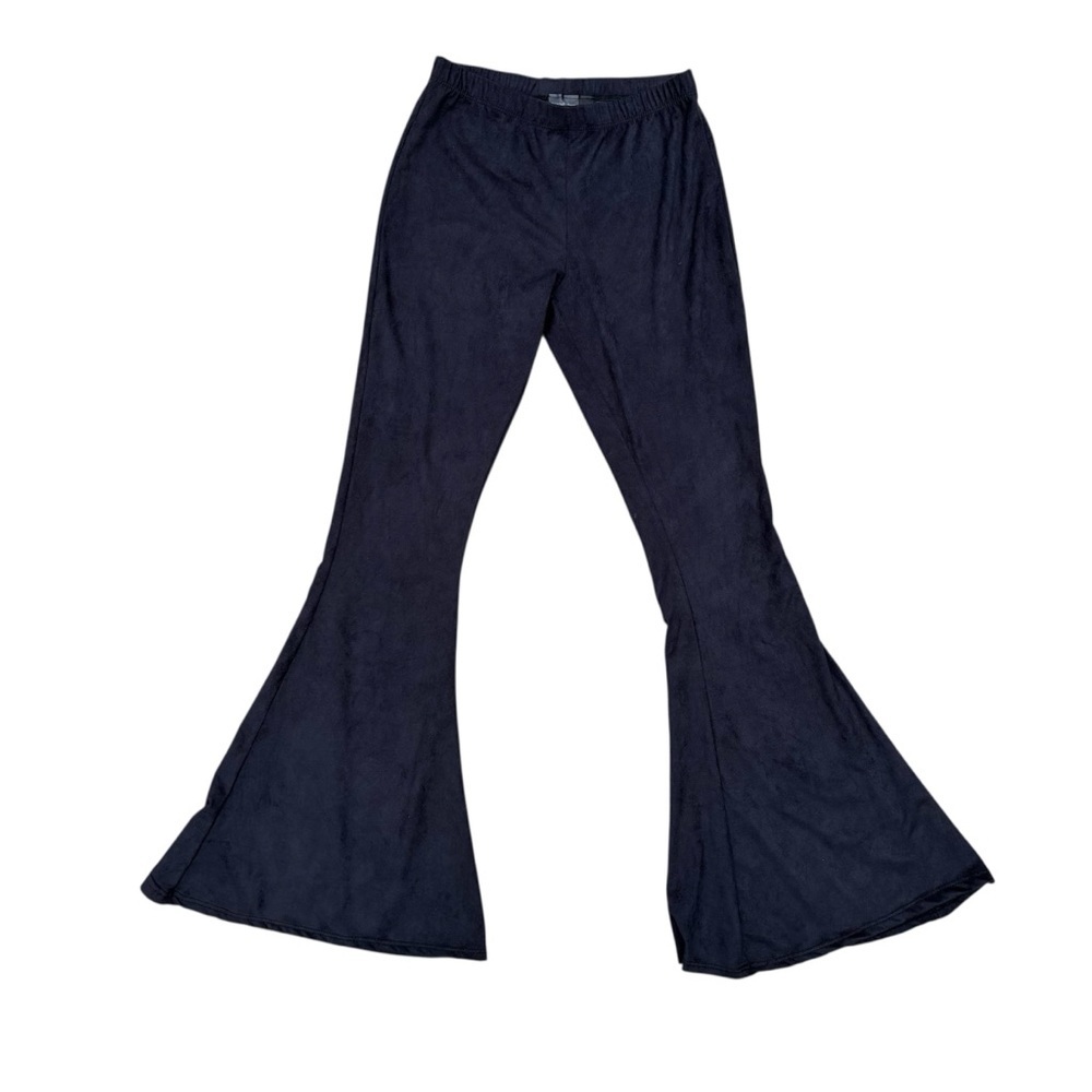Grand Ave Design Velvet Dark Blue Flared Pull On Pants Size Small